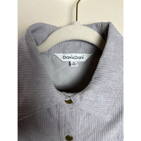 Davi & Dani | Women's Size M Rock & Roll Corduroy Shacket Gray - Picture 3 of 6